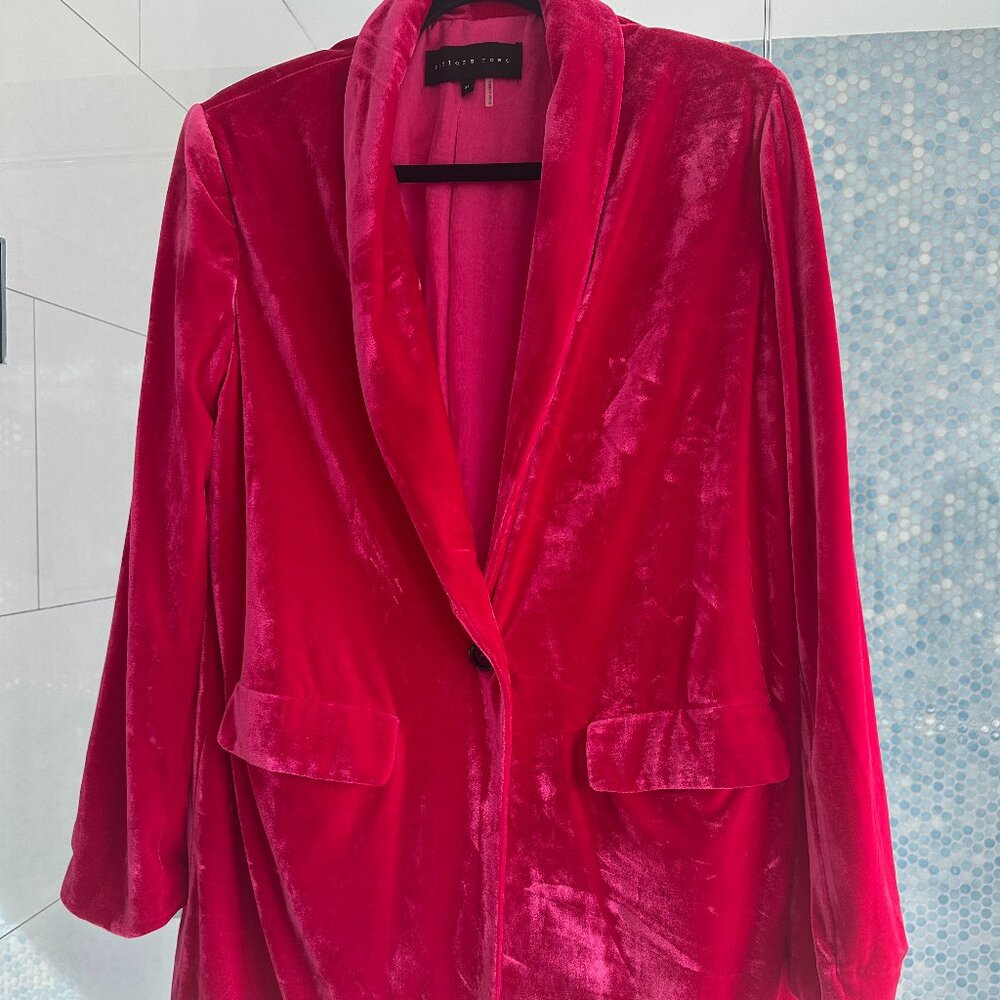 Anthropologie Hot Pink Velvet Blazer